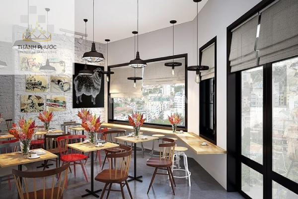 Trong phong cách thiết kế quán cafe hiện đại, những chi tiết được sắp xếp hợp lý, đơn giản và gọn gàng.