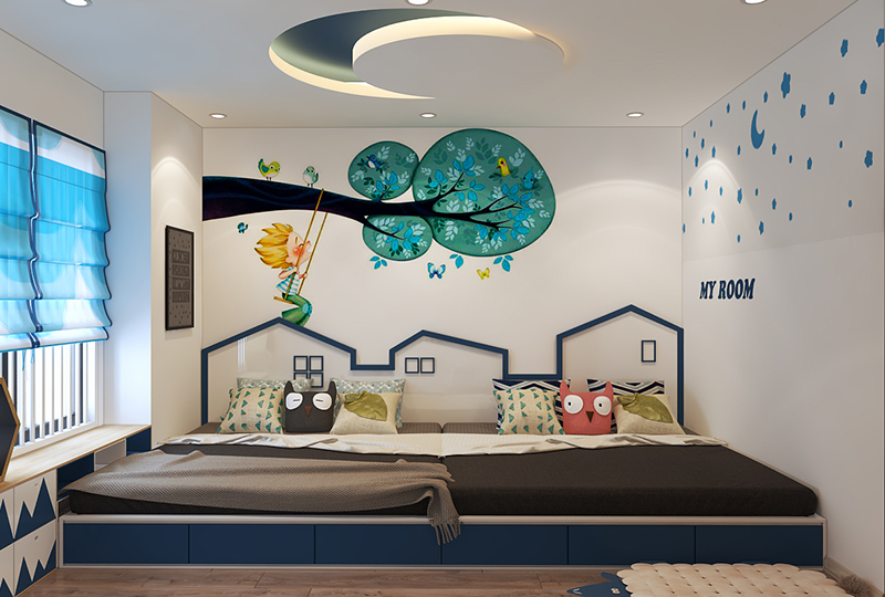 Thiết kế phòng ngủ cho bé với màu sắc và hình thù đáng yêu